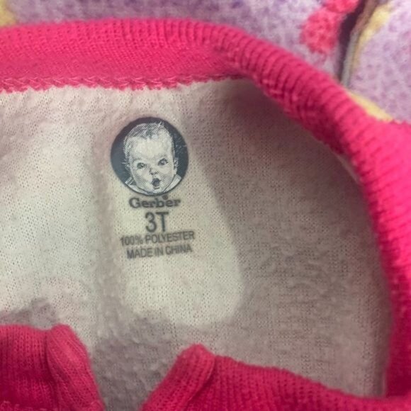 Gerber 3T Cupcake Print Footed Pajamas 100% Polyester Purple & Pink - Picture 5 of 5